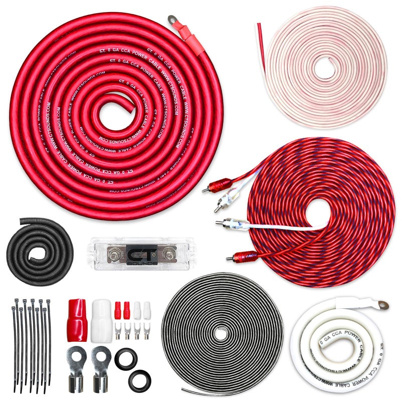 CT Sounds مجموعة تركيب أسلاك مكبر الصوت CT Sounds 1/0 Gauge CCA كاملة، AMPKIT-0GA-PRO - Image 1
